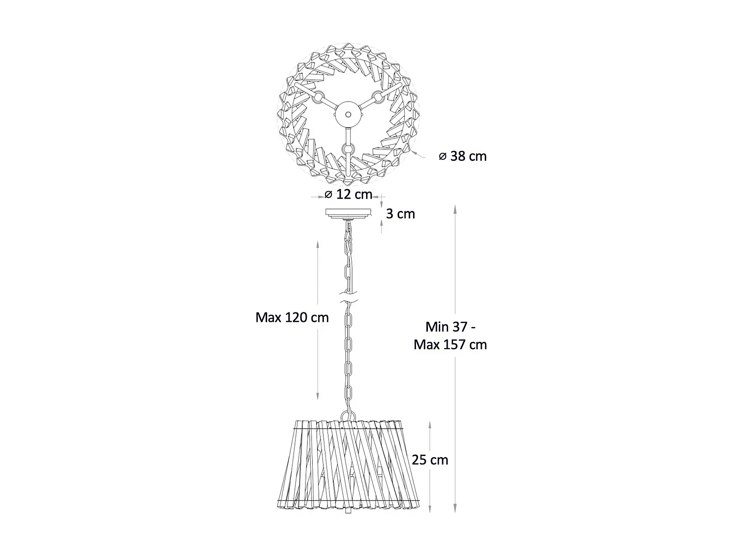 Suspension trapèze pampille de cristal transparent - Oristano