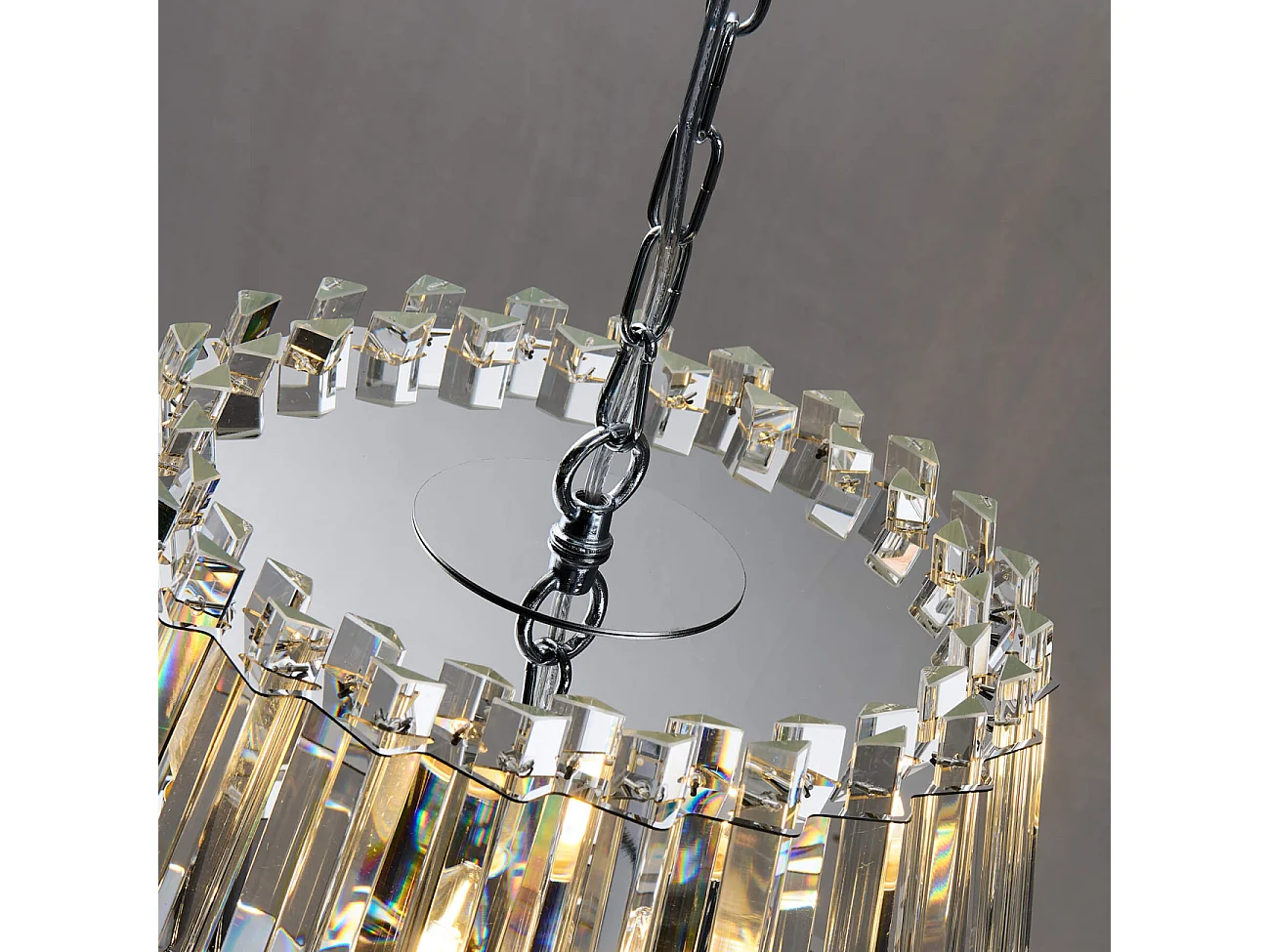 Suspension trapèze pampille de cristal transparent - Oristano