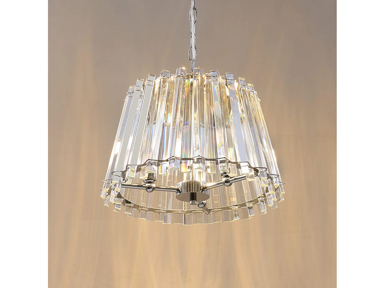 Suspension trapèze pampille de cristal transparent - Oristano