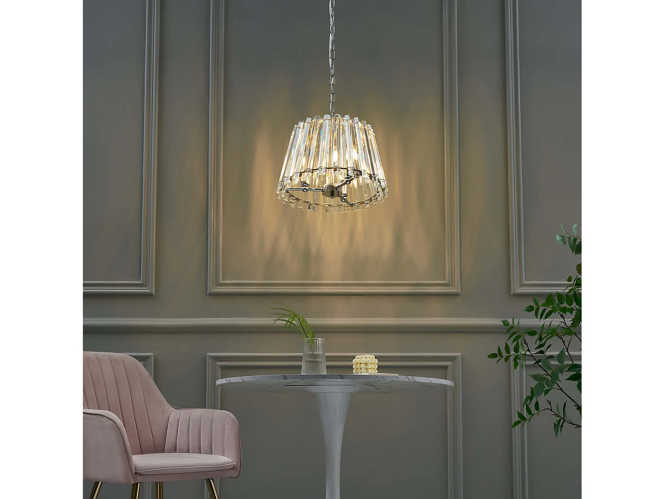 Suspension trapèze pampille de cristal transparent - Oristano