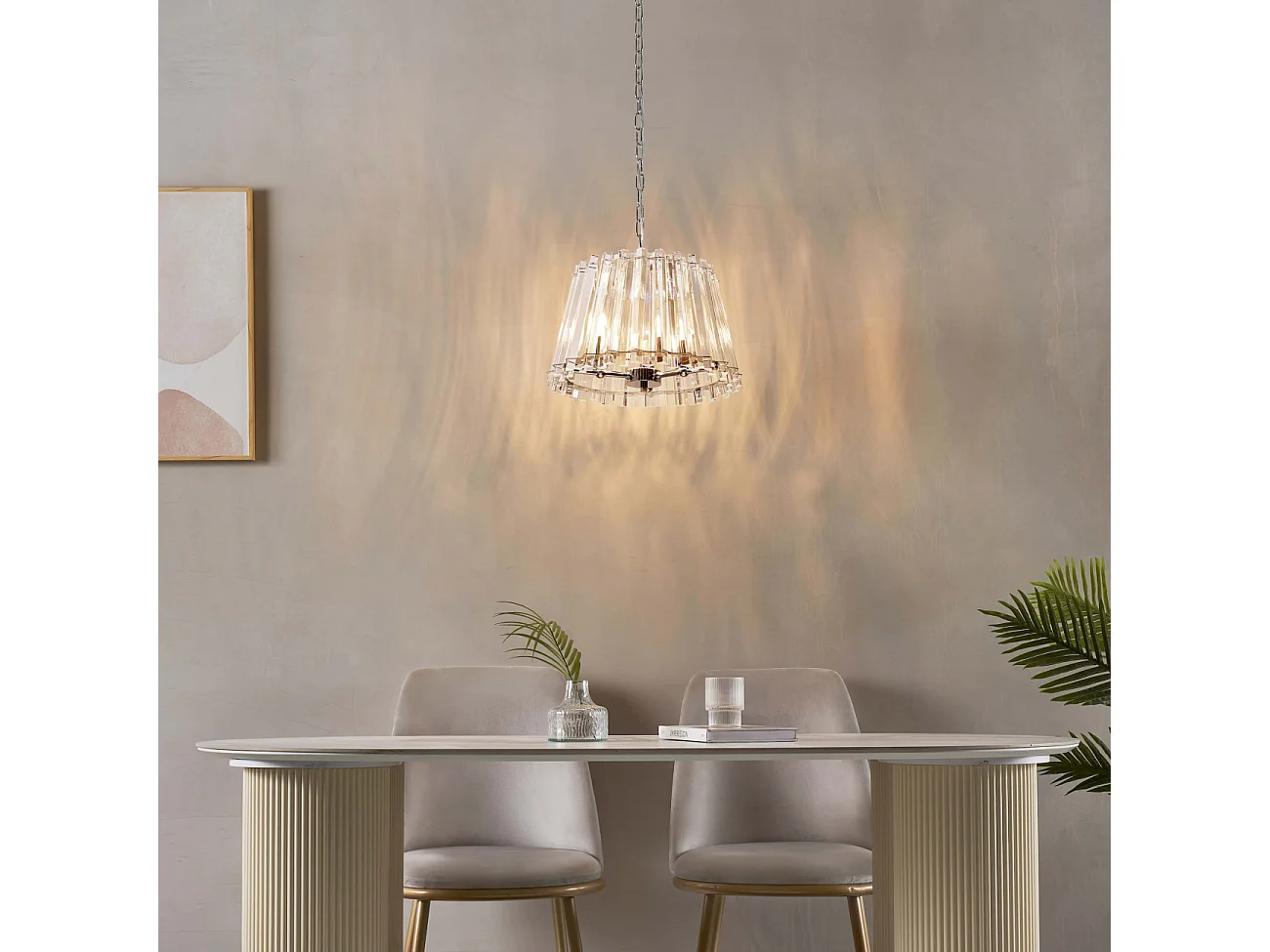 Suspension trapèze pampille de cristal transparent - Oristano