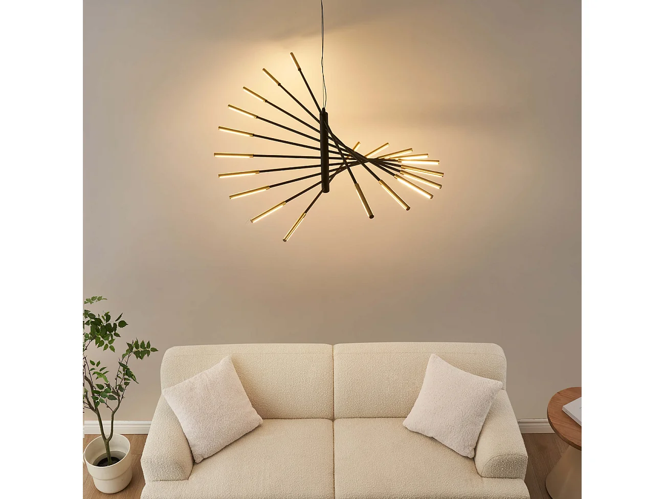 Grand lustre LED moderne noir et doré 115 cm - Aspen