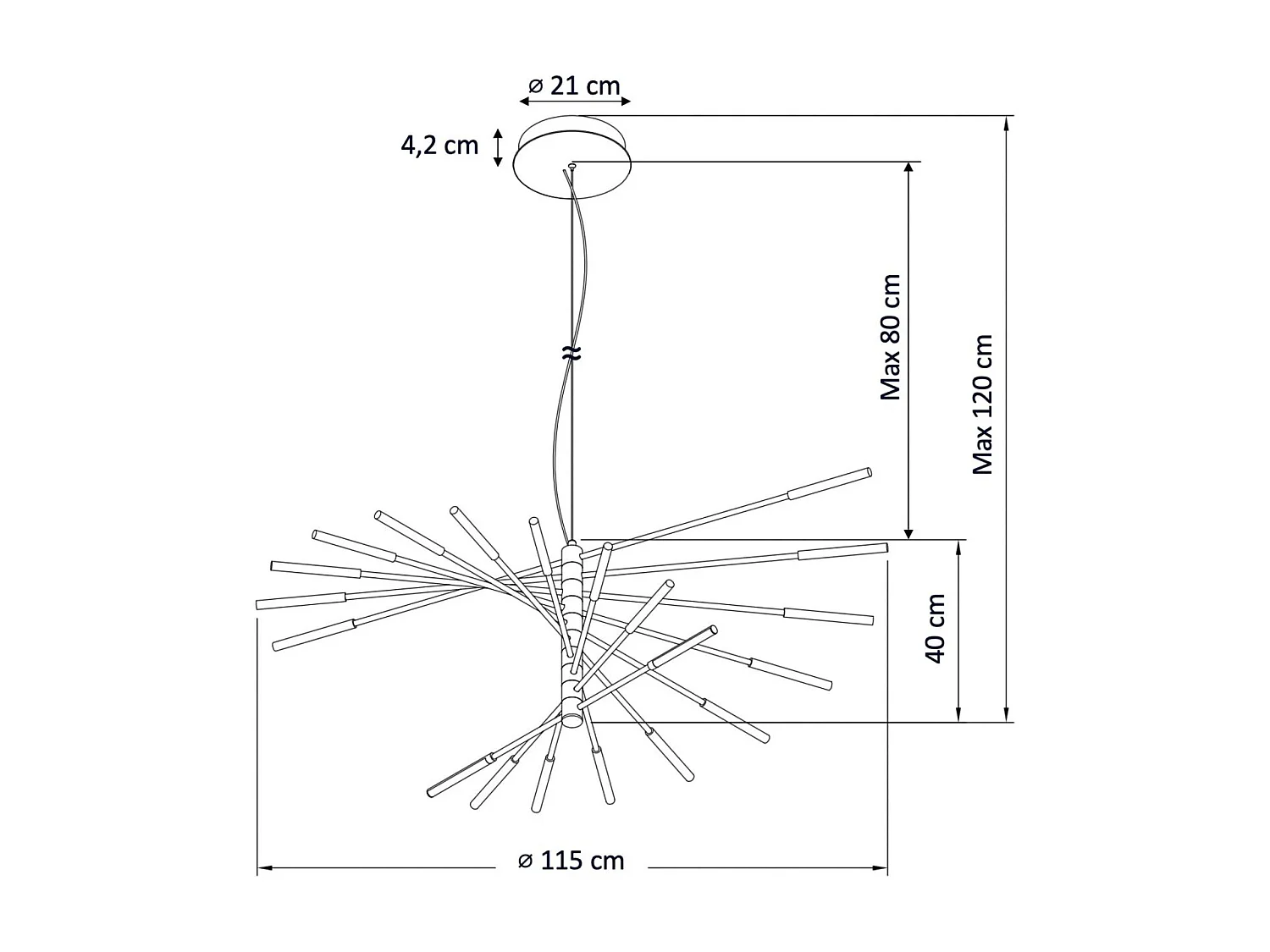 Grand lustre LED moderne noir et doré 115 cm - Aspen