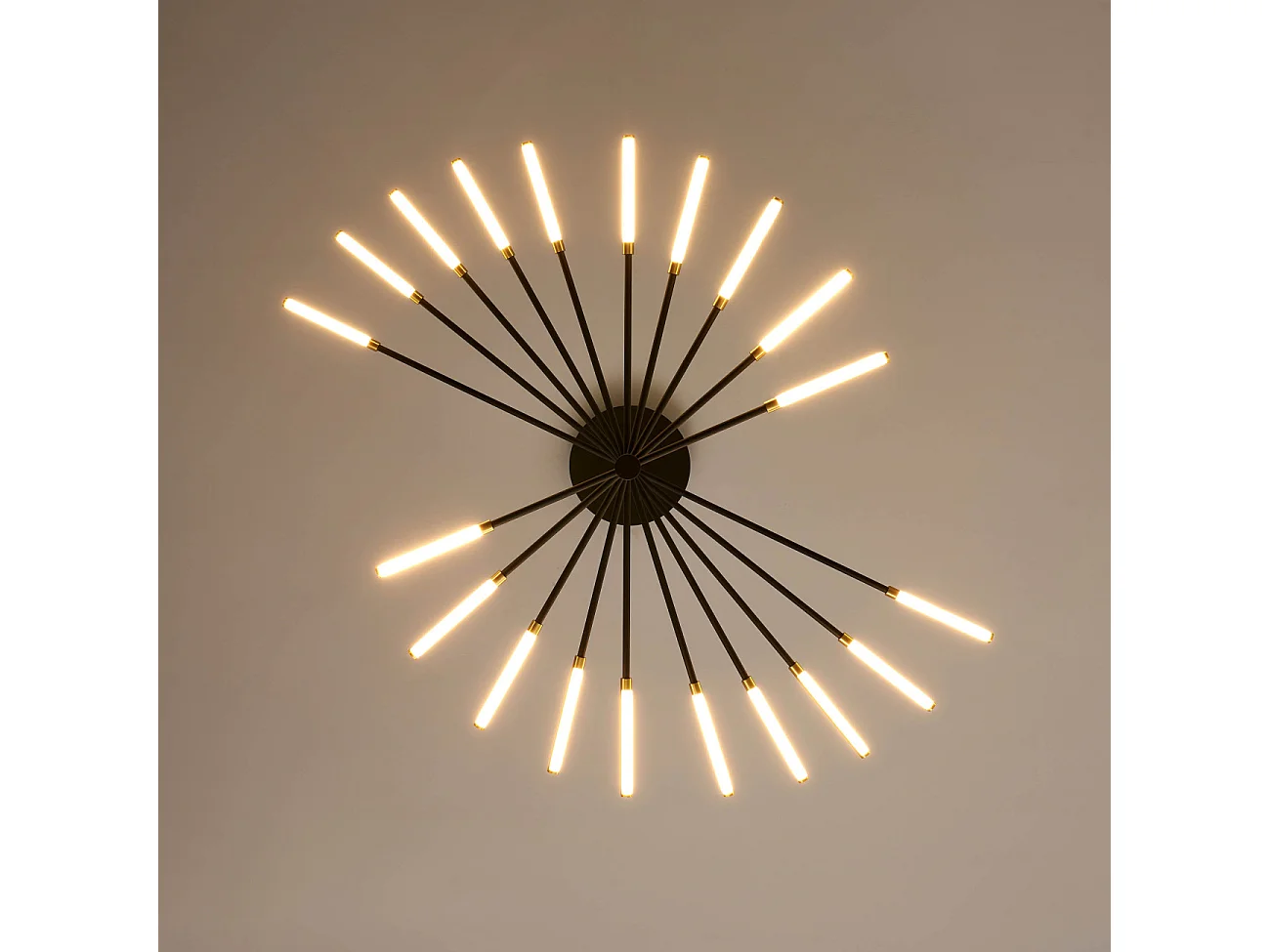 Grand lustre LED moderne noir et doré 115 cm - Aspen