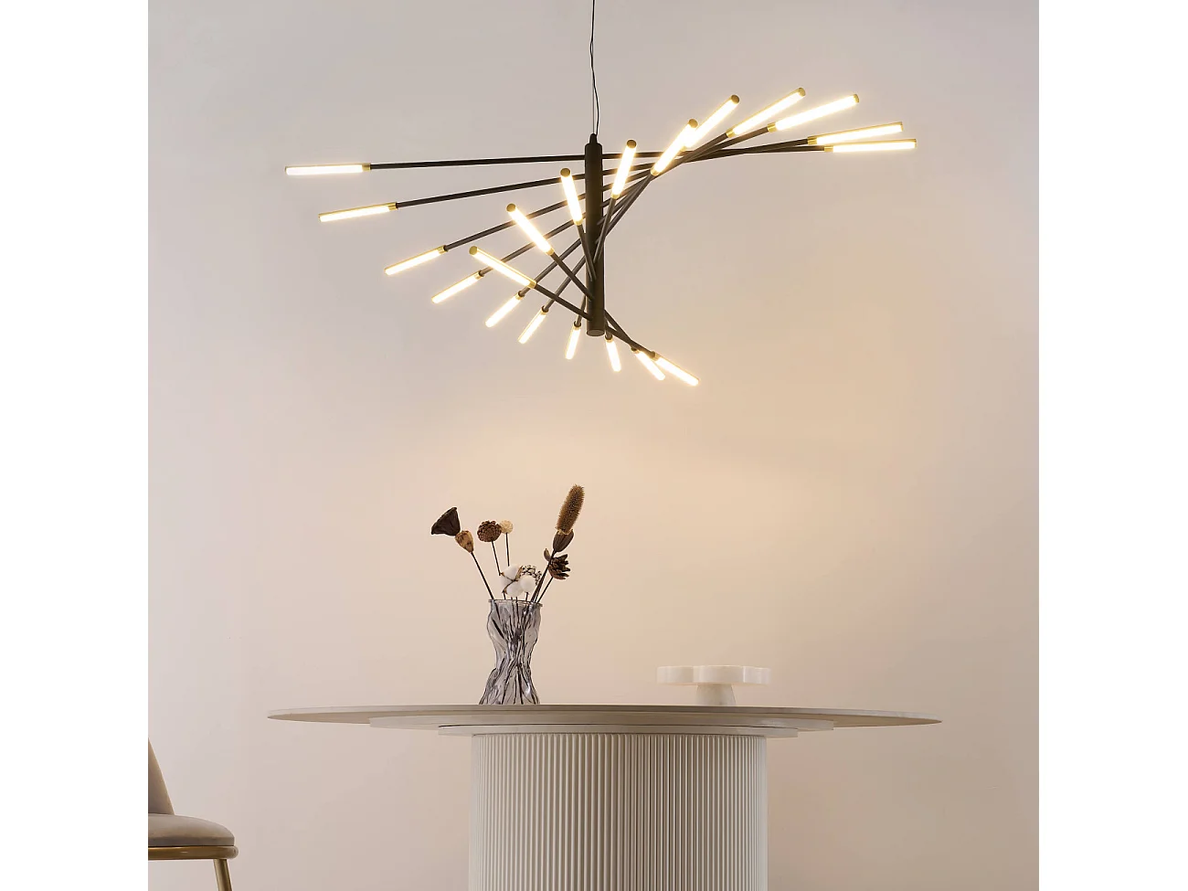 Grand lustre LED moderne noir et doré 115 cm - Aspen