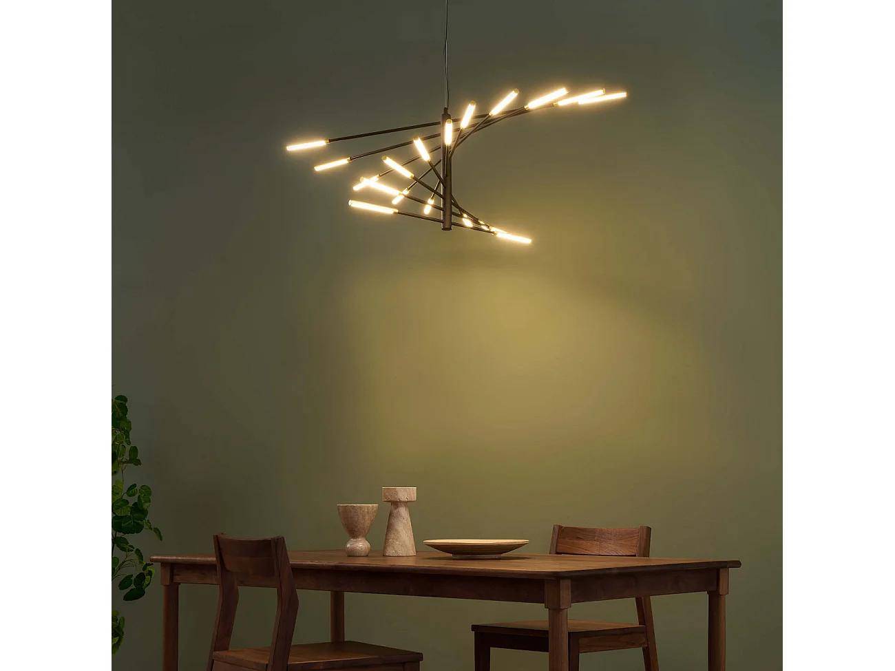 Grand lustre LED moderne noir et doré 115 cm - Aspen