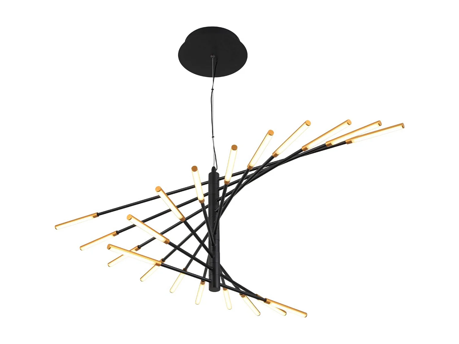 Grand lustre LED moderne noir et doré 115 cm - Aspen