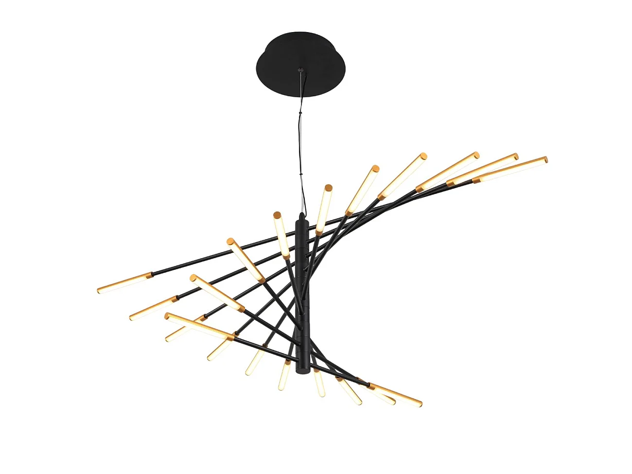 Grand lustre LED moderne noir et doré 115 cm - Aspen