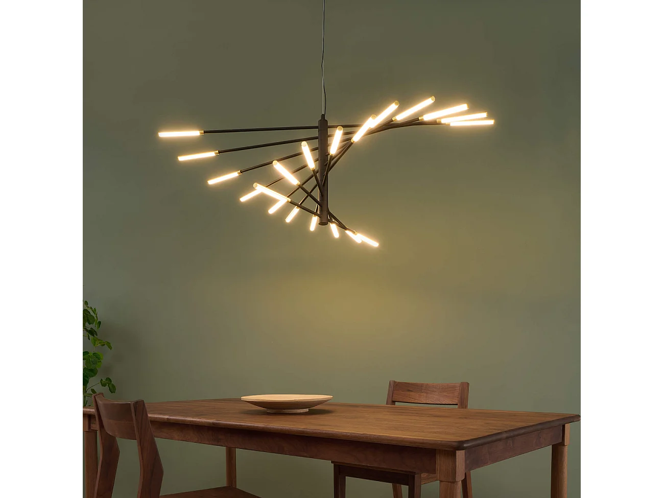 Grand lustre LED moderne noir et doré 115 cm - Aspen