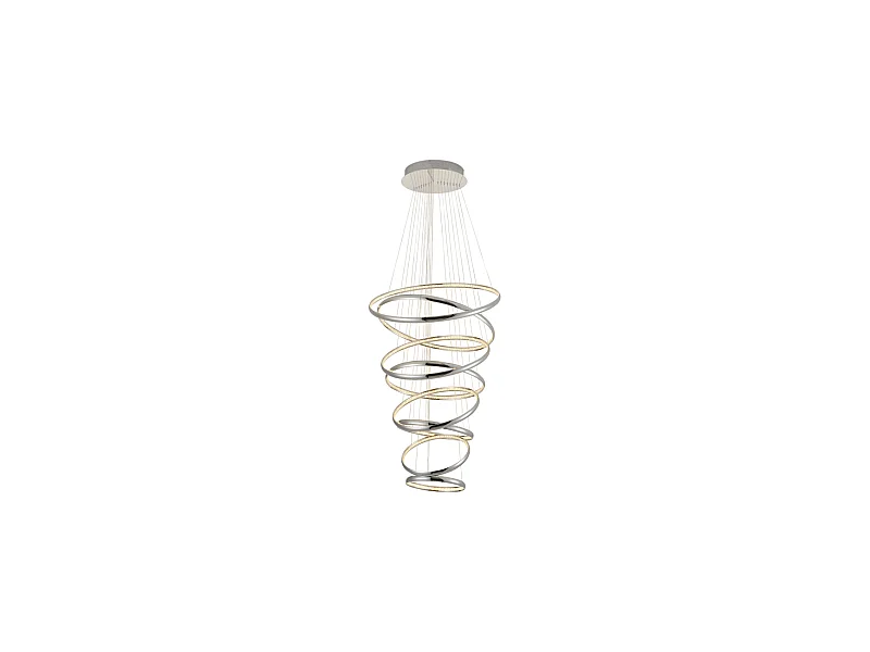 Grande suspension spirale LED argentée - Tornado