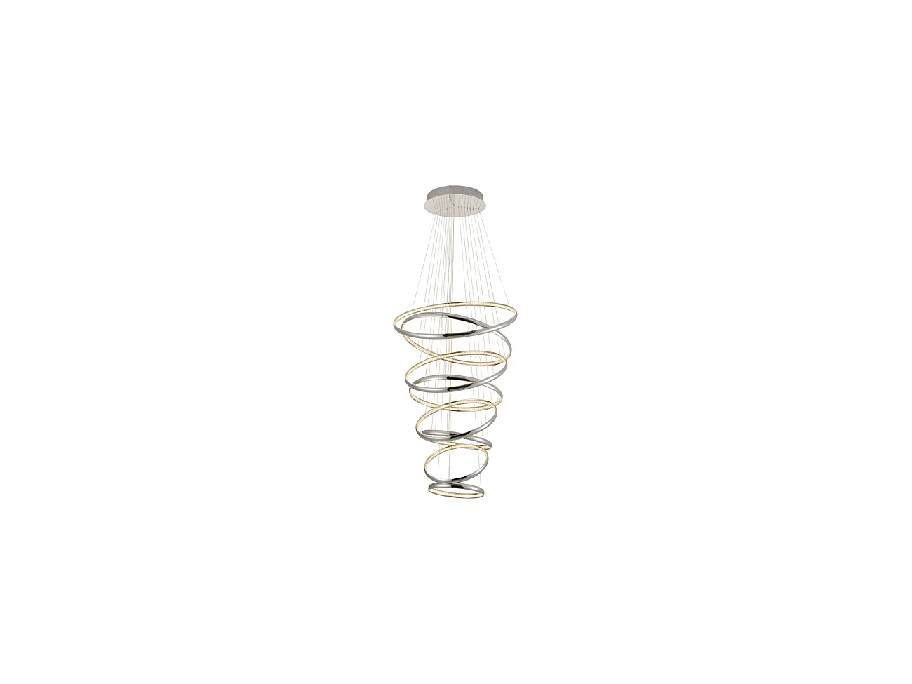 Grande suspension spirale LED argentée - Tornado