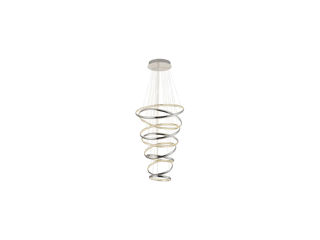 Grande suspension spirale LED argentée - Tornado