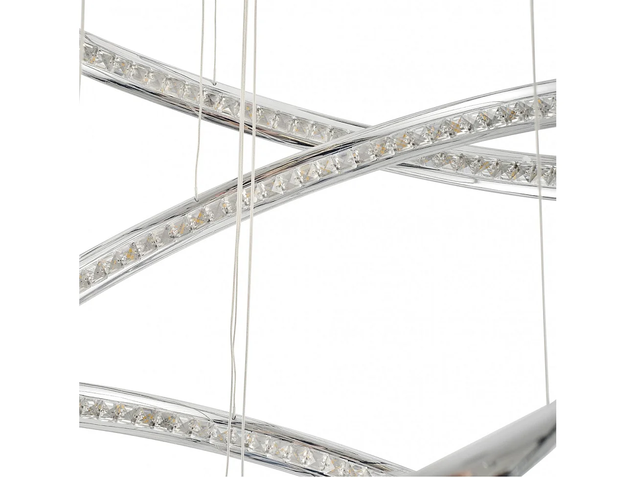 Grande suspension spirale LED argentée - Tornado