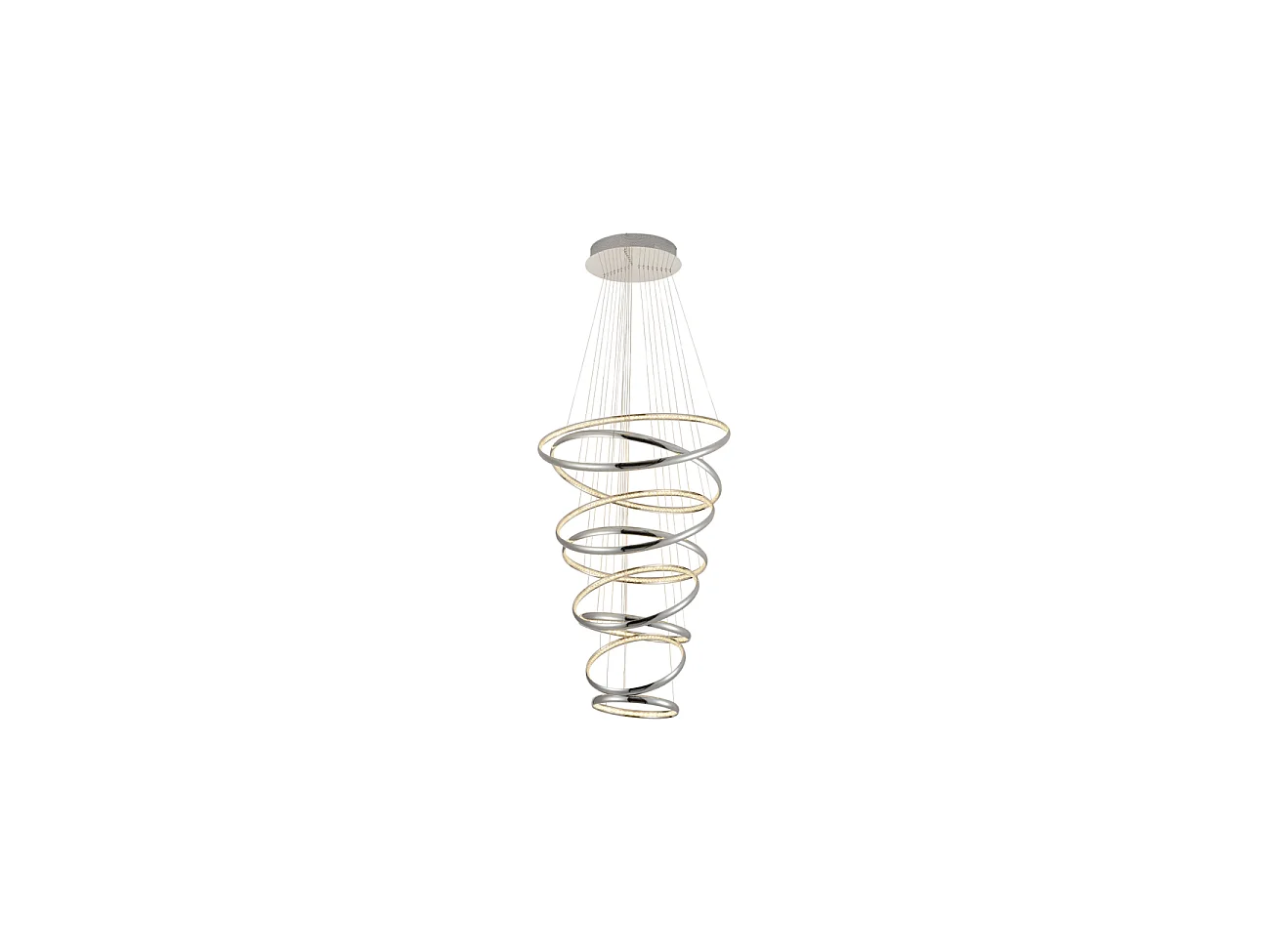 Grande suspension spirale LED argentée - Tornado