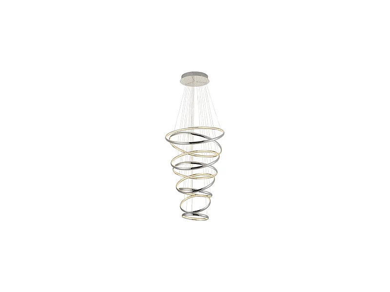 Grande suspension spirale LED argentée - Tornado