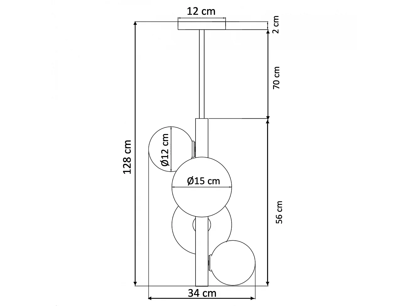 Suspension moderne laiton et verre blanc - Oromia