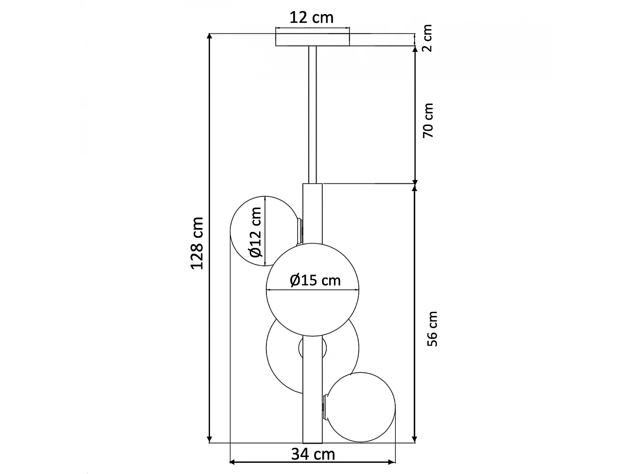 Suspension moderne laiton et verre blanc - Oromia