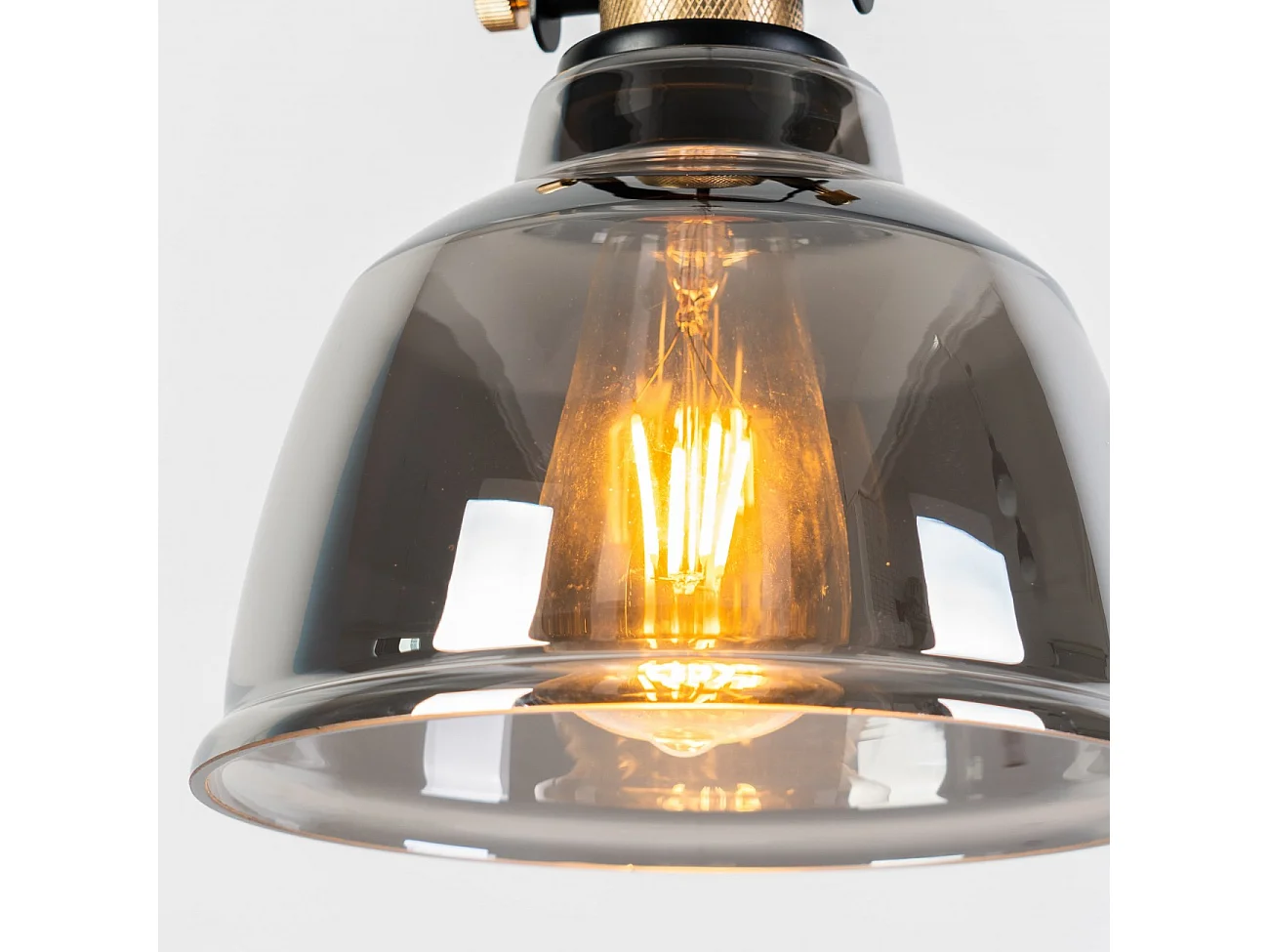 Lampe suspendue industrielle verre fumé - Linz