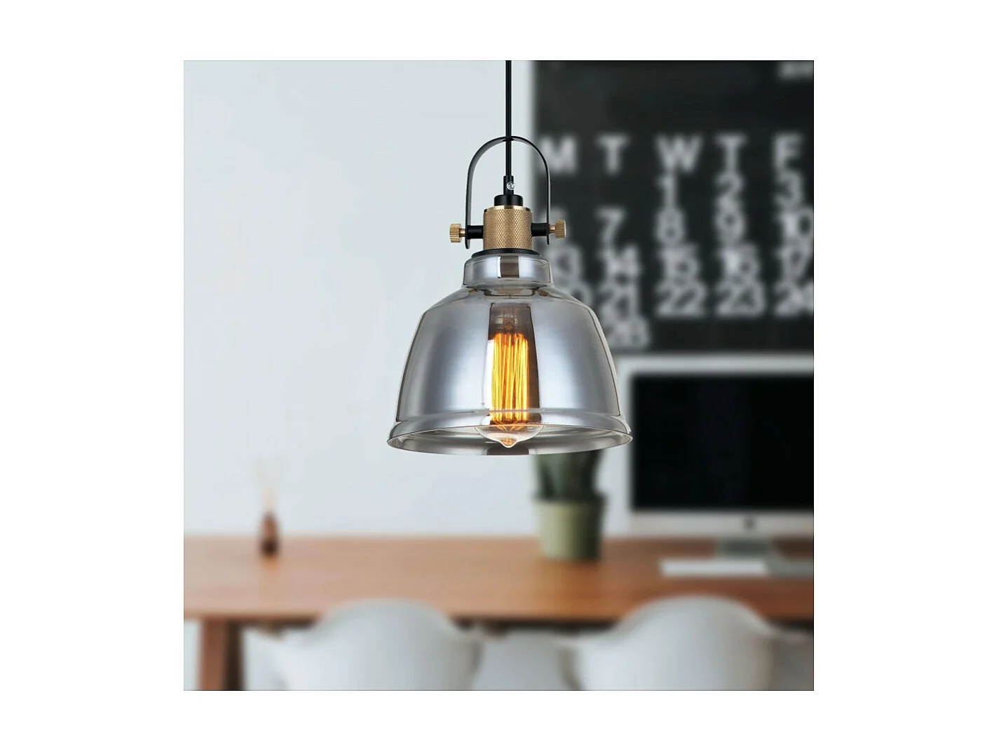 Lampe suspendue industrielle verre fumé - Linz