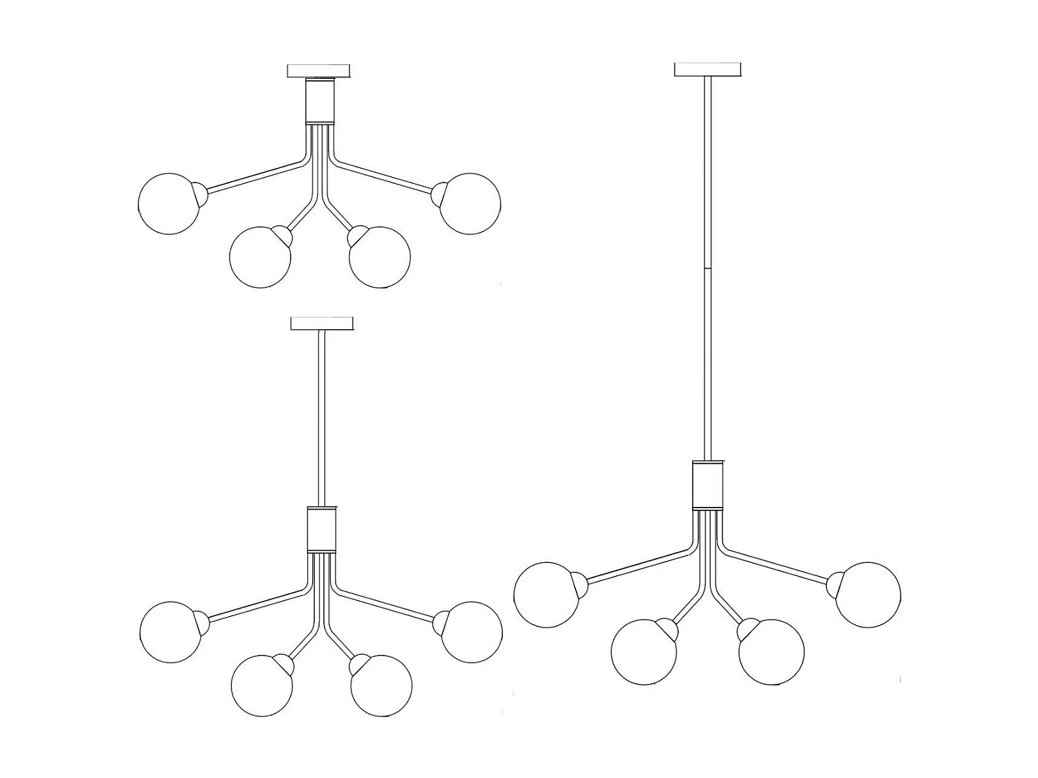 Grand lustre élégant laiton 12 boules ambrées - Audrey