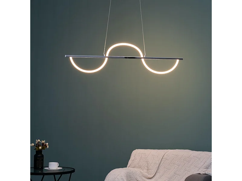 Suspension LED chromée design ondulé - Savona