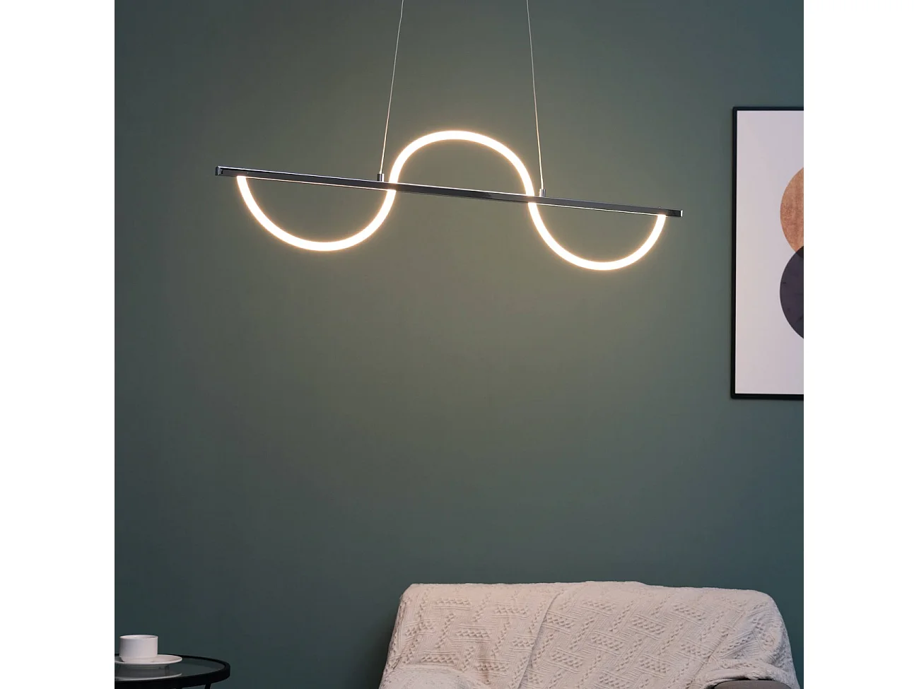 Suspension LED chromée design ondulé - Savona