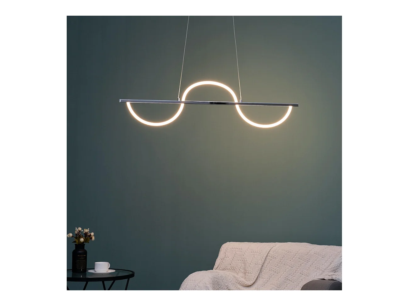 Suspension LED chromée design ondulé - Savona