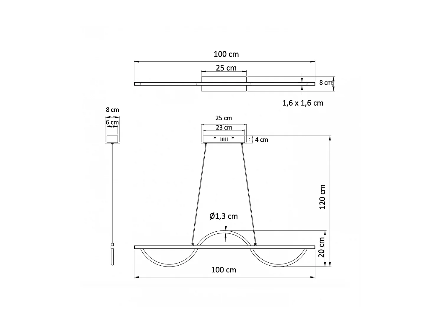 Suspension LED chromée design ondulé - Savona