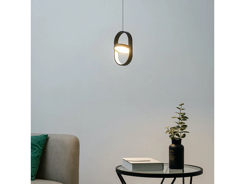 Suspension ovale noire design LED - Elanzo