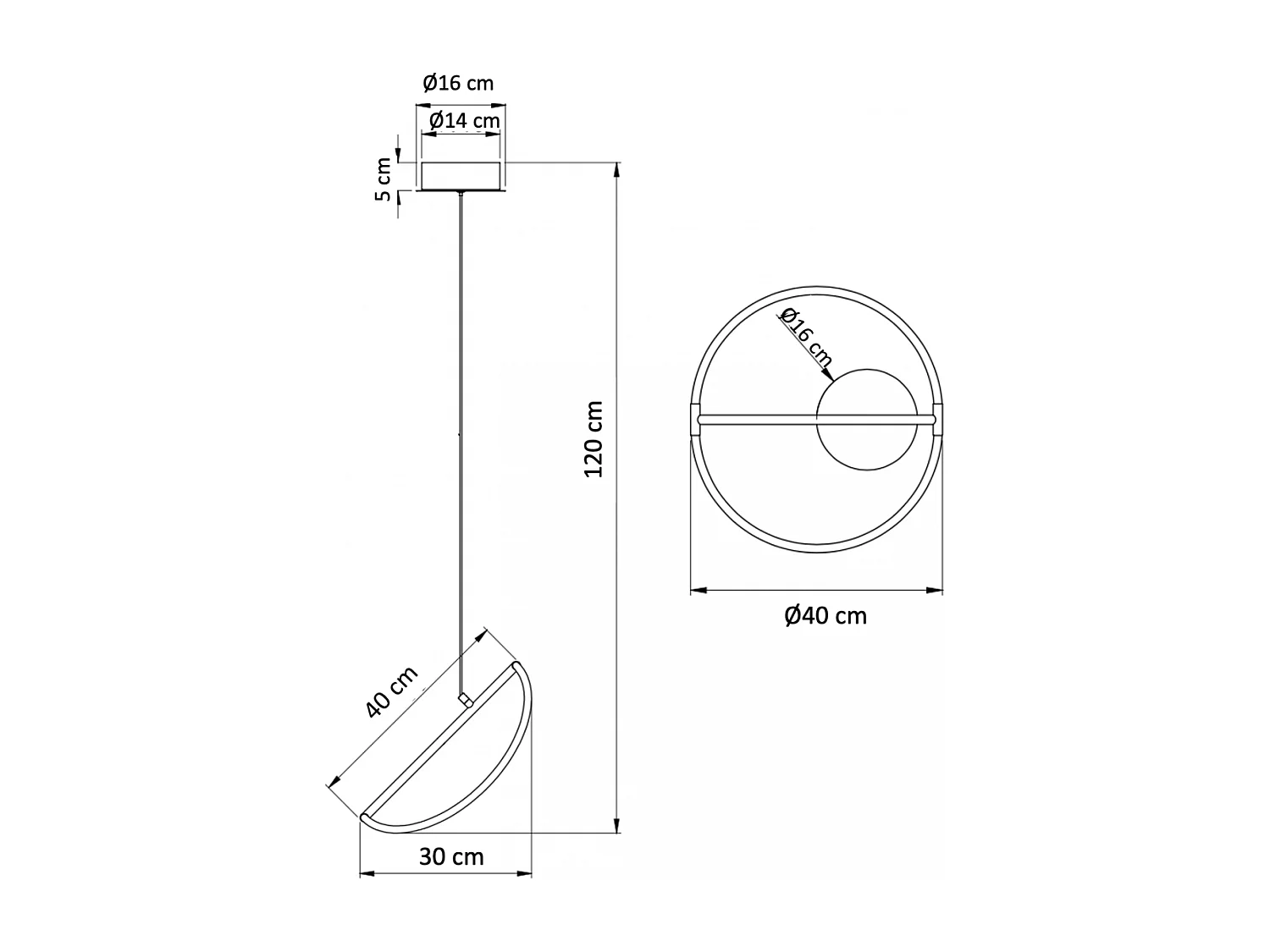 Suspension LED design circulaire courbée - Molfaro