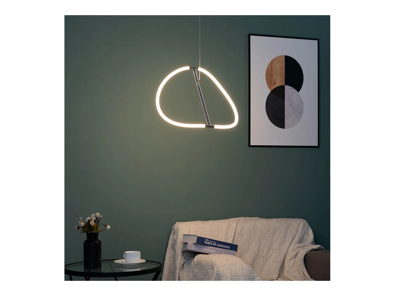 Suspension LED design circulaire courbée - Molfaro
