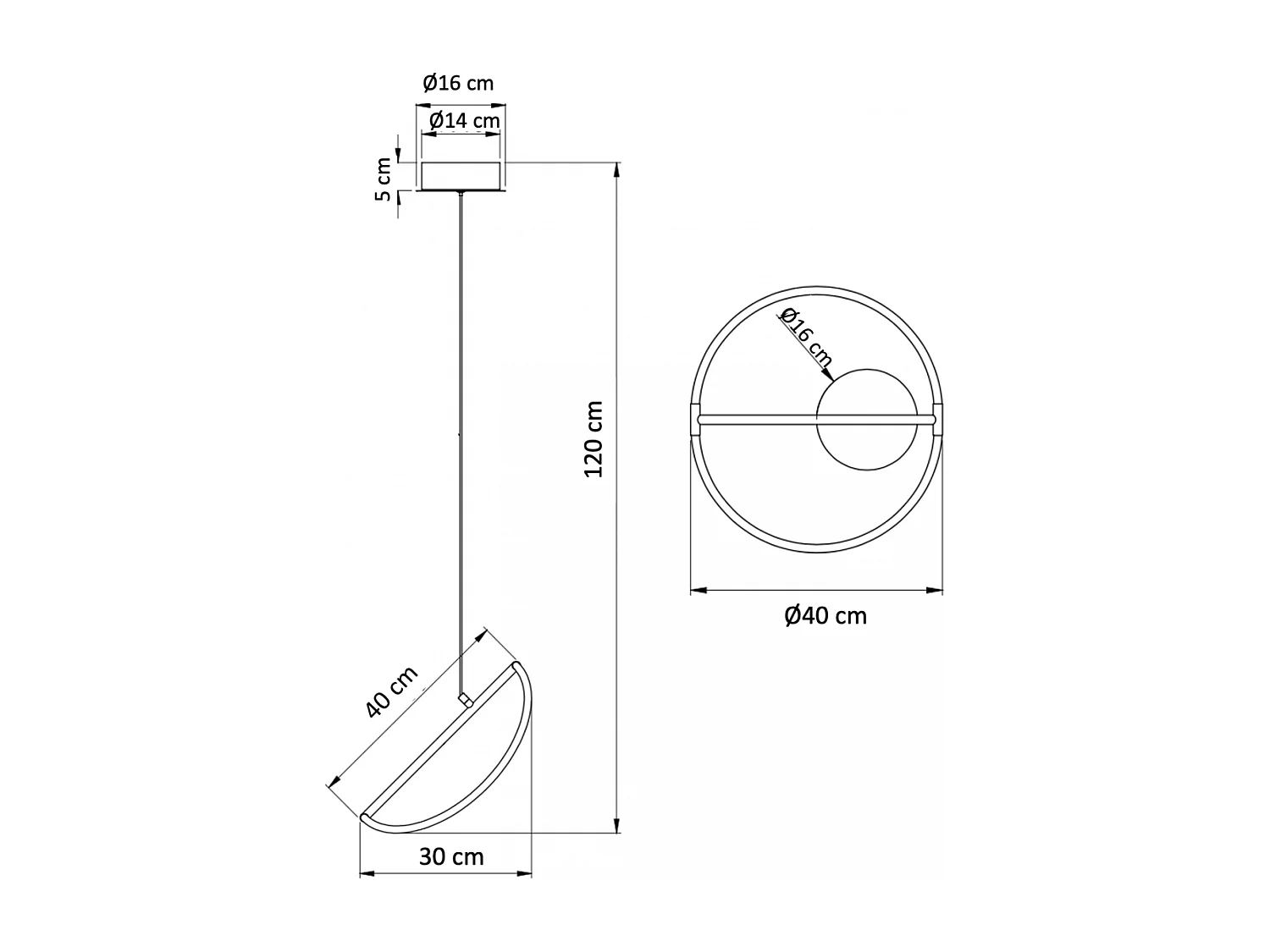 Suspension LED design circulaire courbée - Molfaro
