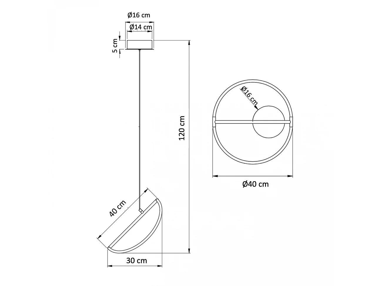 Suspension LED design circulaire courbée - Molfaro