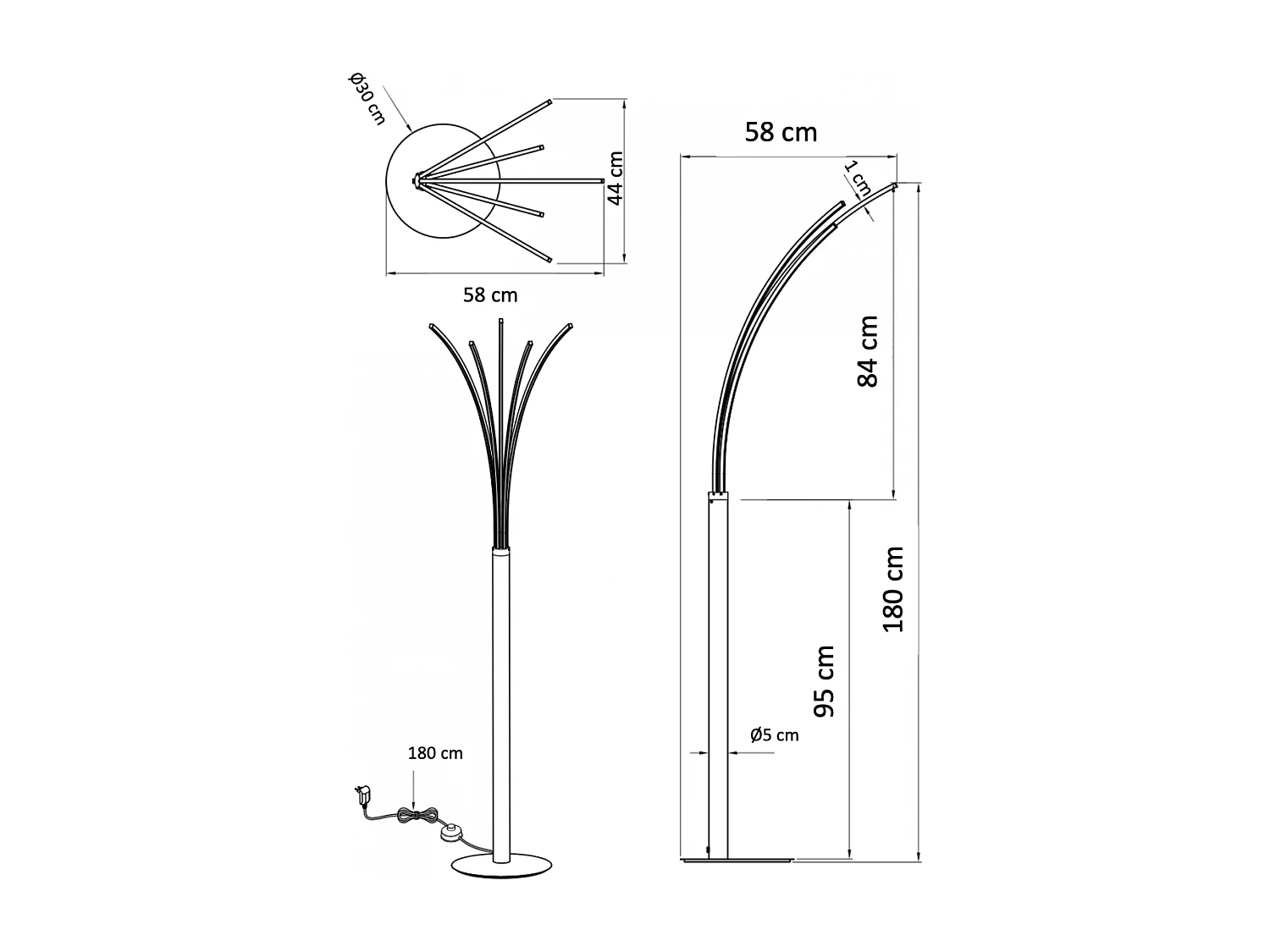 Lampadaire design à bras LED design H180 cm - Livorno