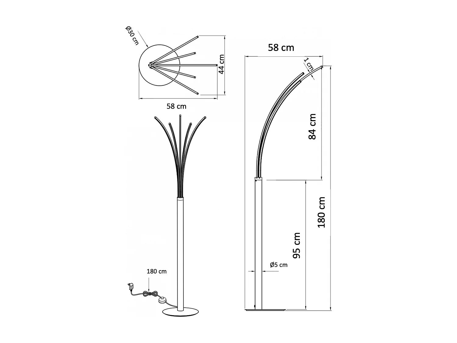 Lampadaire design à bras LED design H180 cm - Livorno