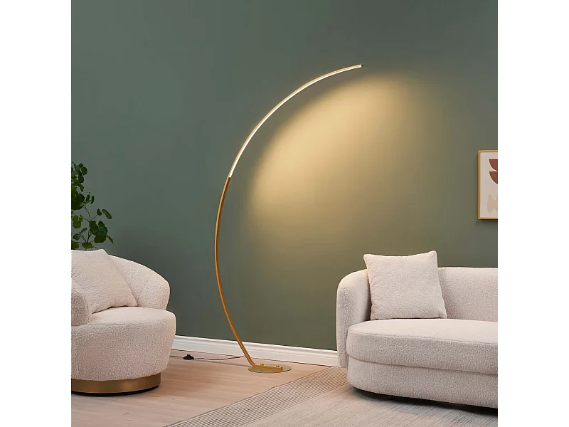 Lampadaire courbé LED dimmable laiton mat 184 cm - Thalia