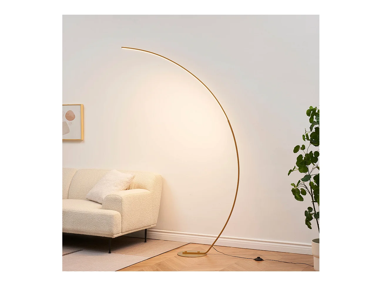 Lampadaire courbé LED dimmable laiton mat 184 cm - Thalia