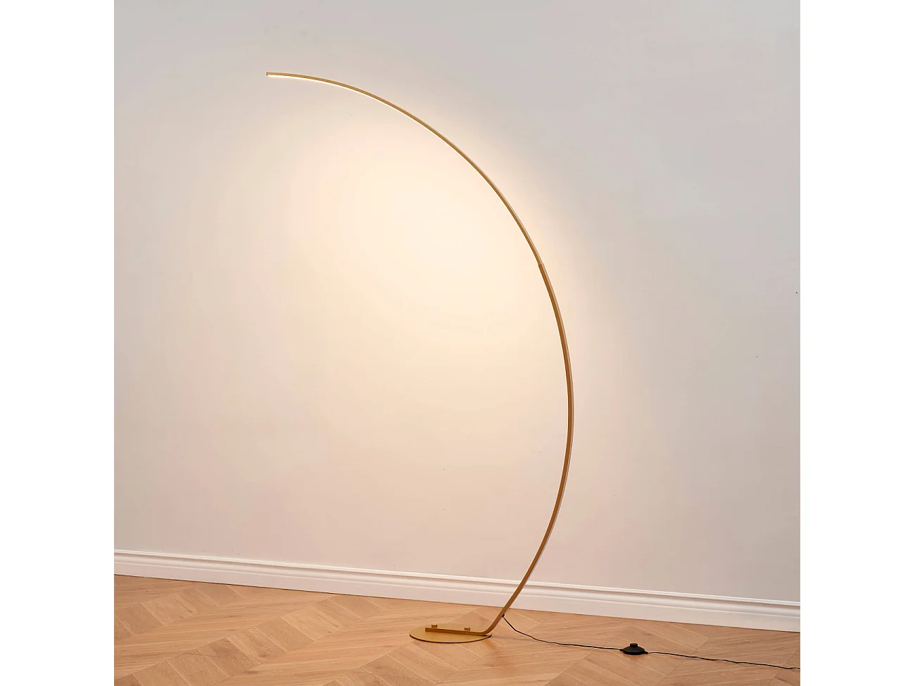 Lampadaire courbé LED dimmable laiton mat 184 cm - Thalia