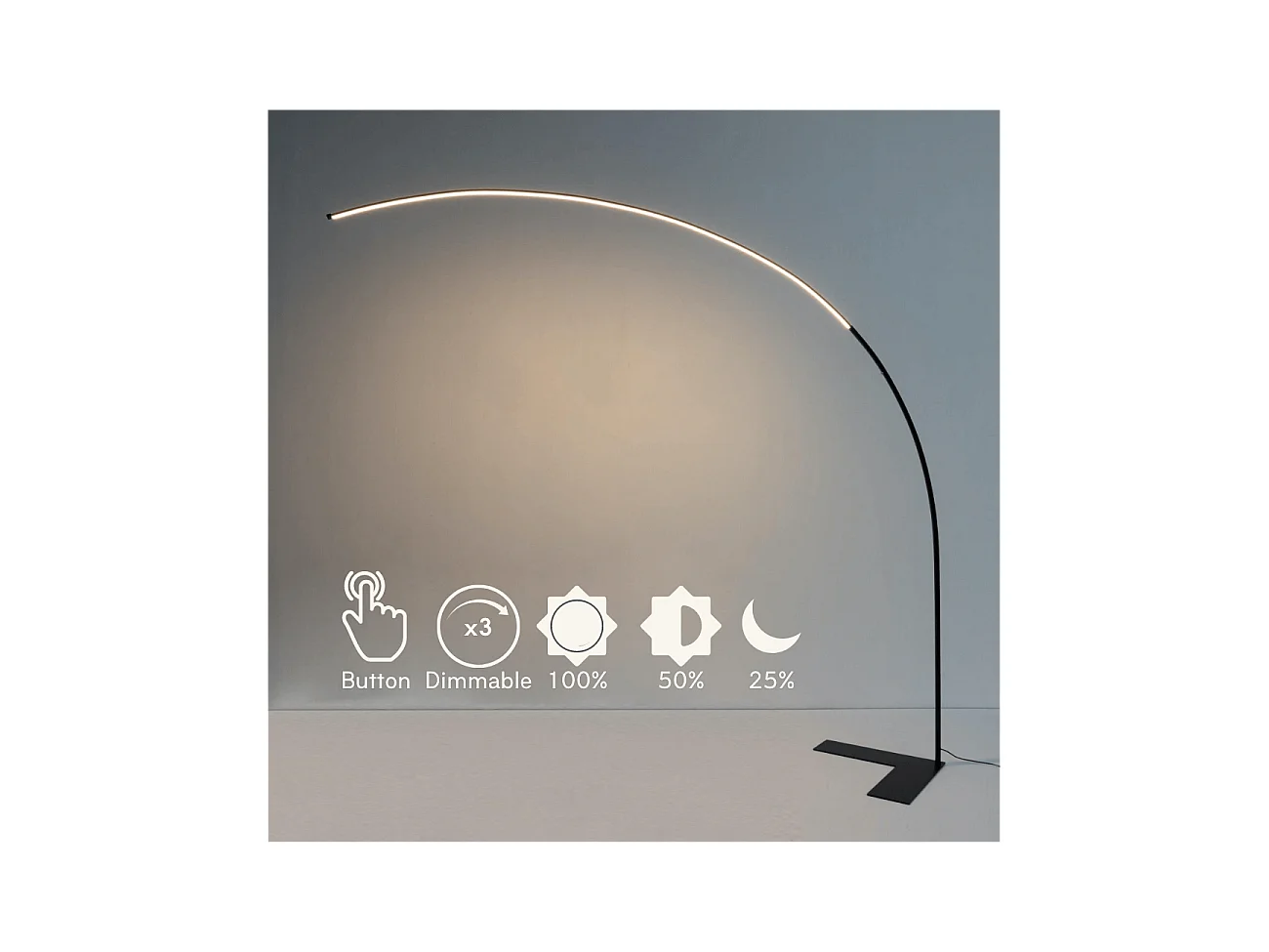 Grand lampadaire LED Dimmable design courbé - Avellino