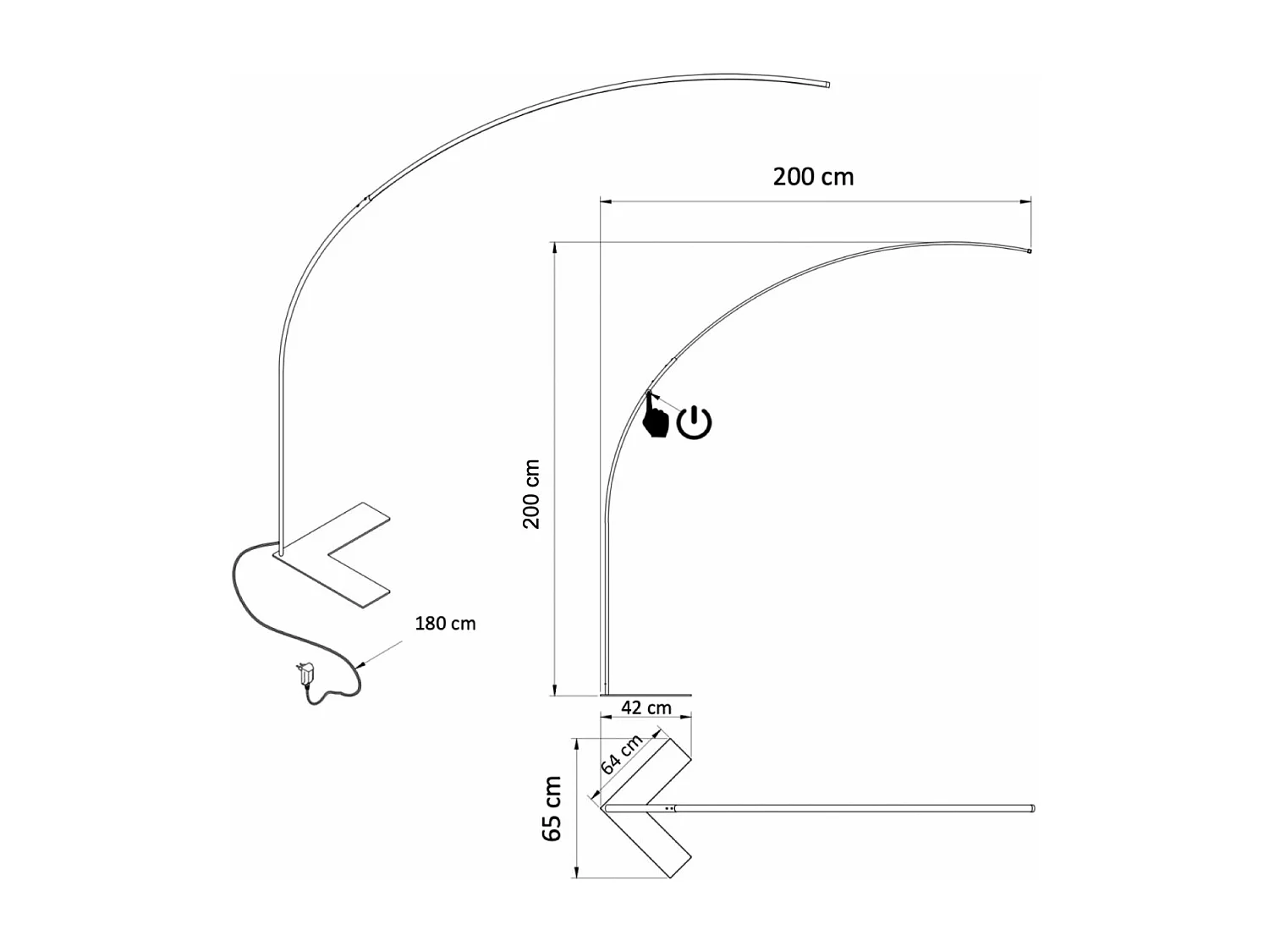 Grand lampadaire LED Dimmable design courbé - Avellino
