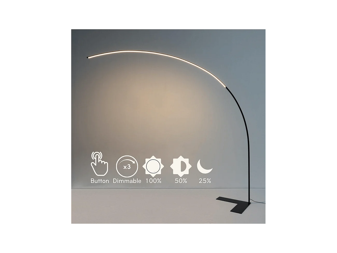 Grand lampadaire LED Dimmable design courbé - Avellino