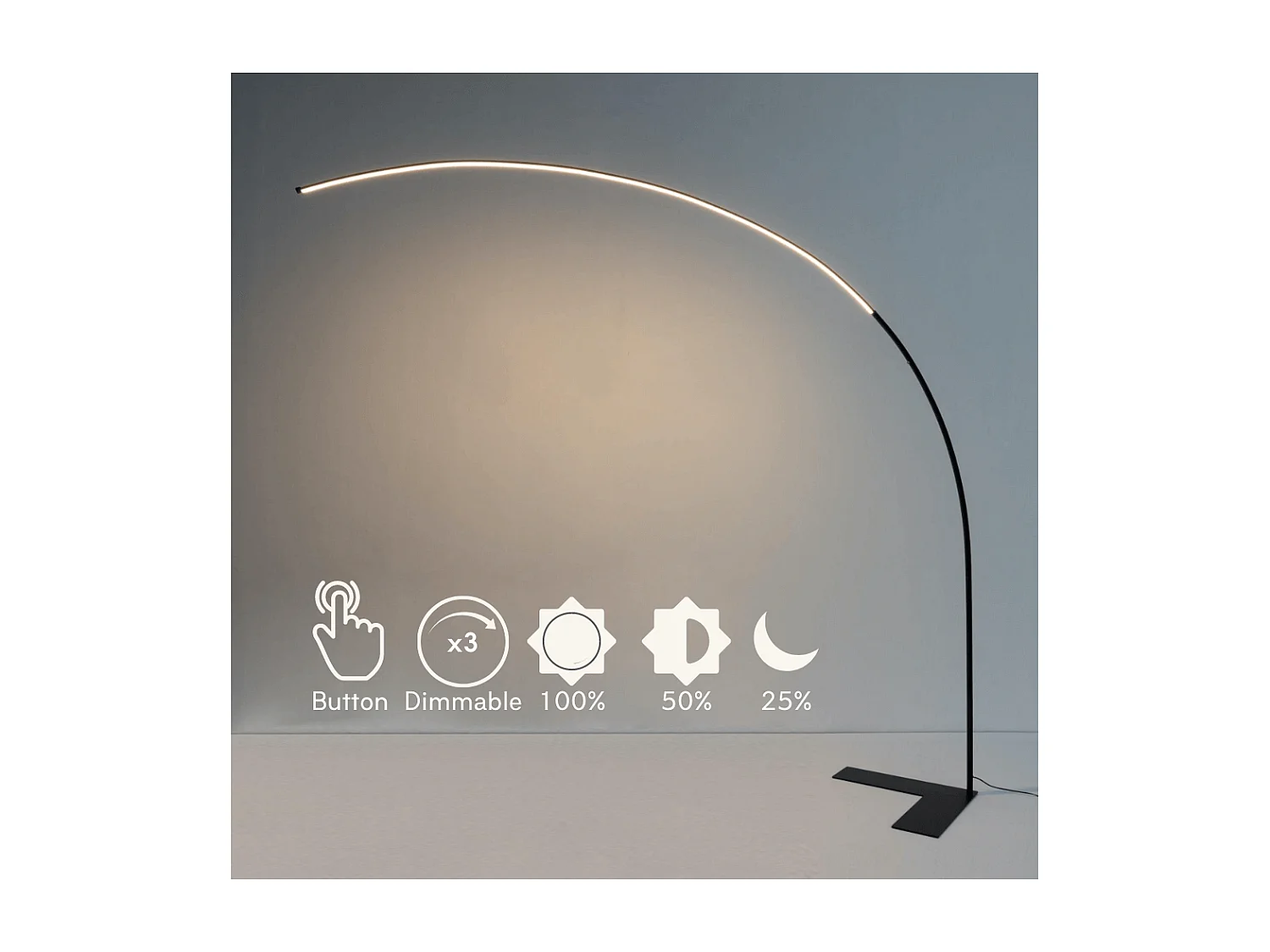 Grand lampadaire LED Dimmable design courbé - Avellino