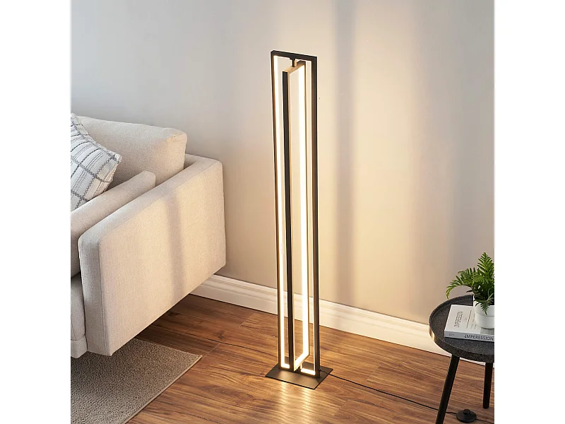 Lampadaire d'interieur noir rectangulaire LED dimmable - Otso