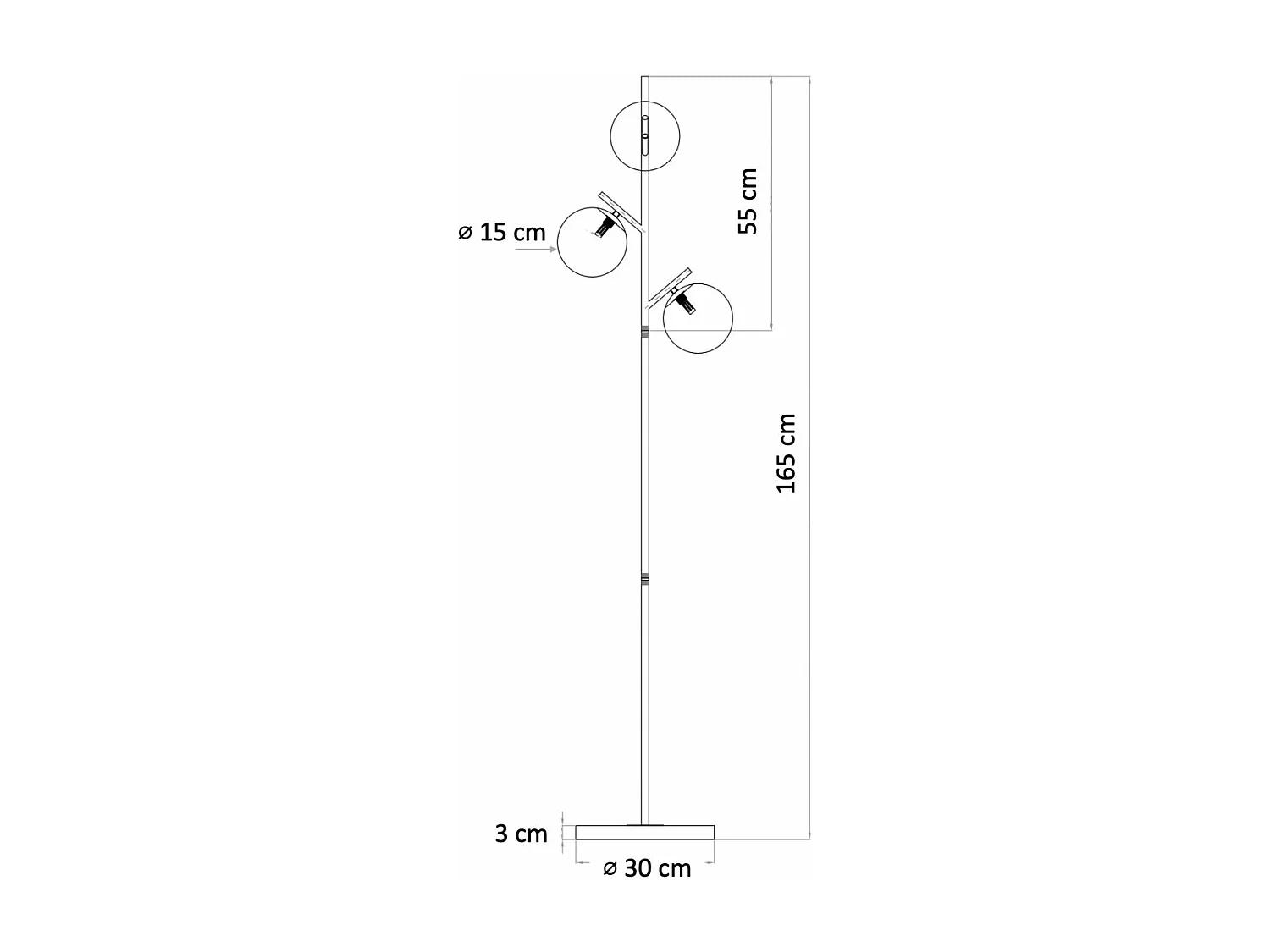 Lampadaire doré 3 globes blanc - Estrela