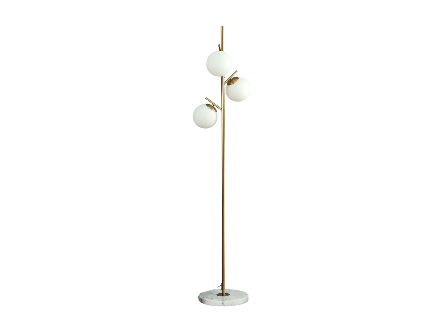Lampadaire doré 3 globes blanc - Estrela
