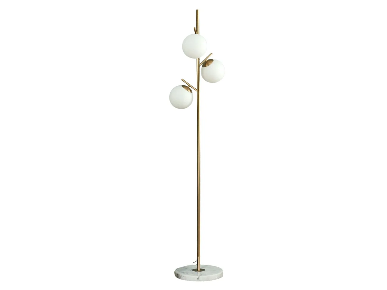 Lampadaire doré 3 globes blanc - Estrela