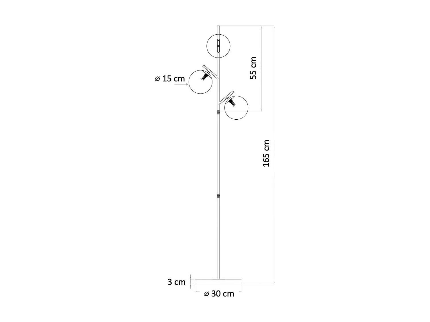 Lampadaire doré 3 globes blanc - Estrela