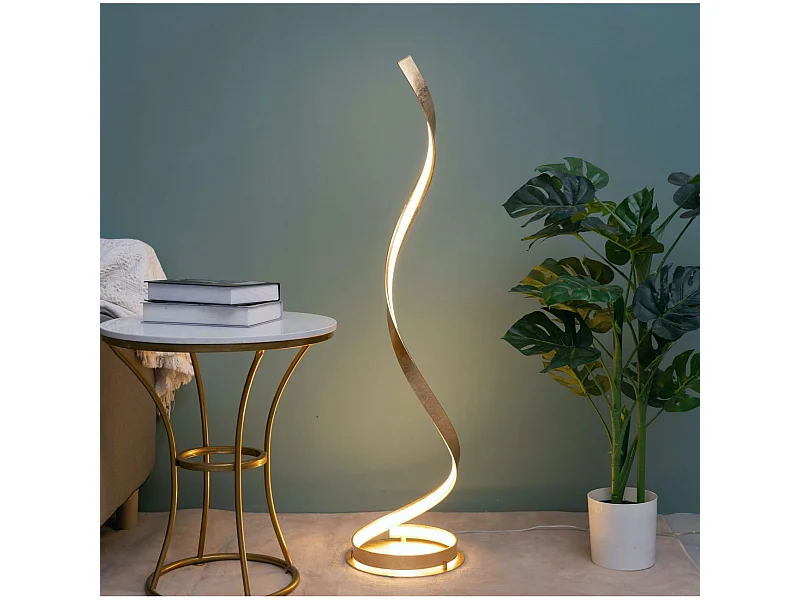 Lampadaire salon ondulé feuille dorée - Millenium