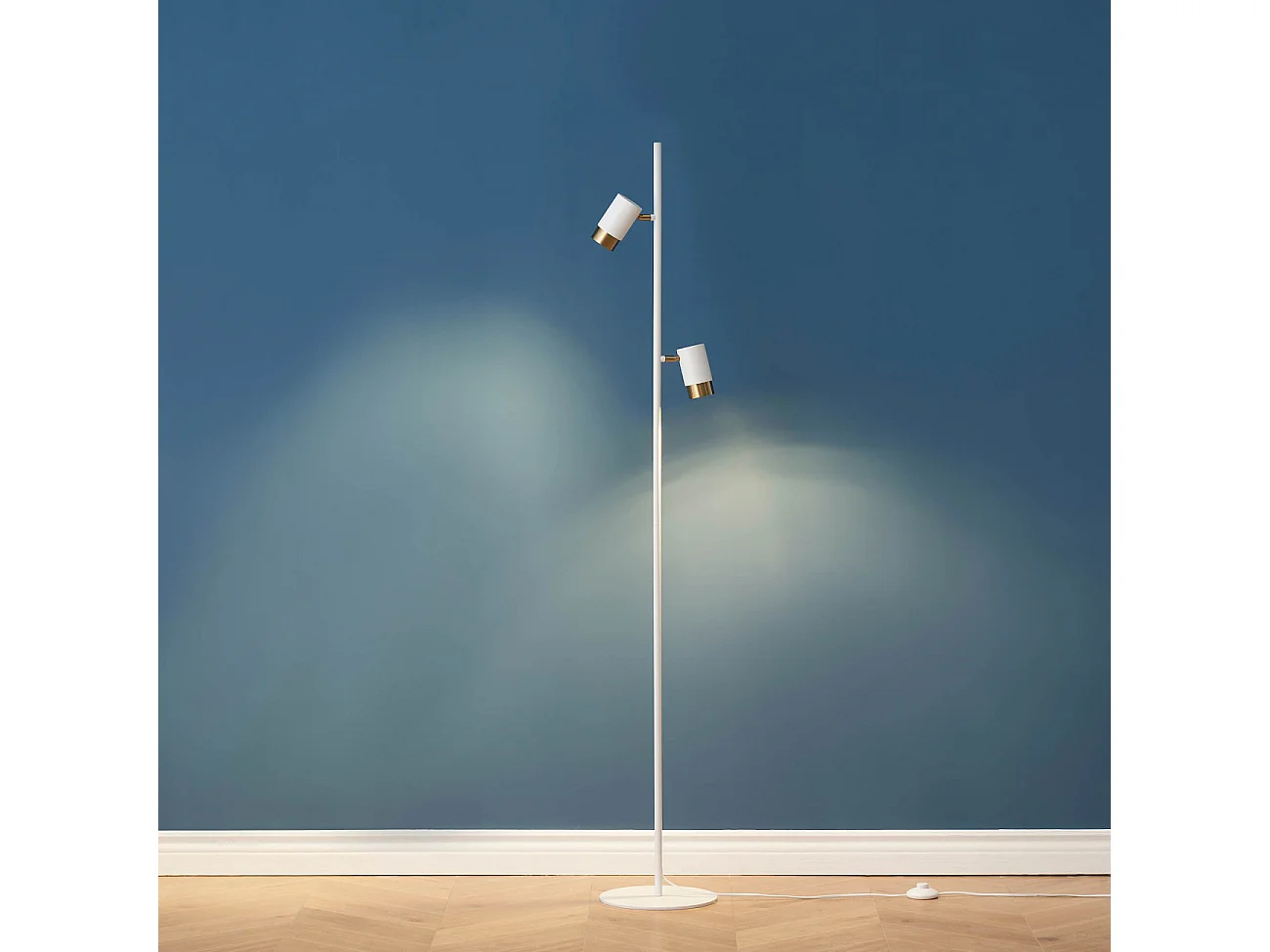 Lampadaire blanc deux spots pivotants - Elya