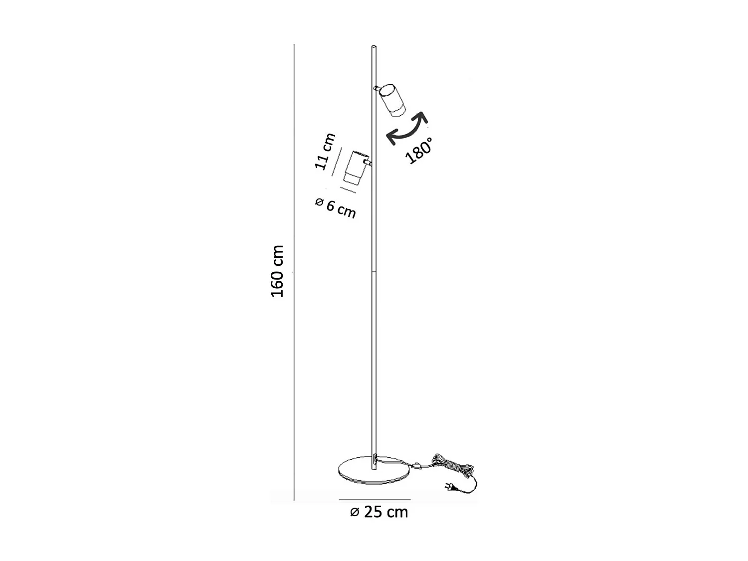 Lampadaire blanc deux spots pivotants - Elya